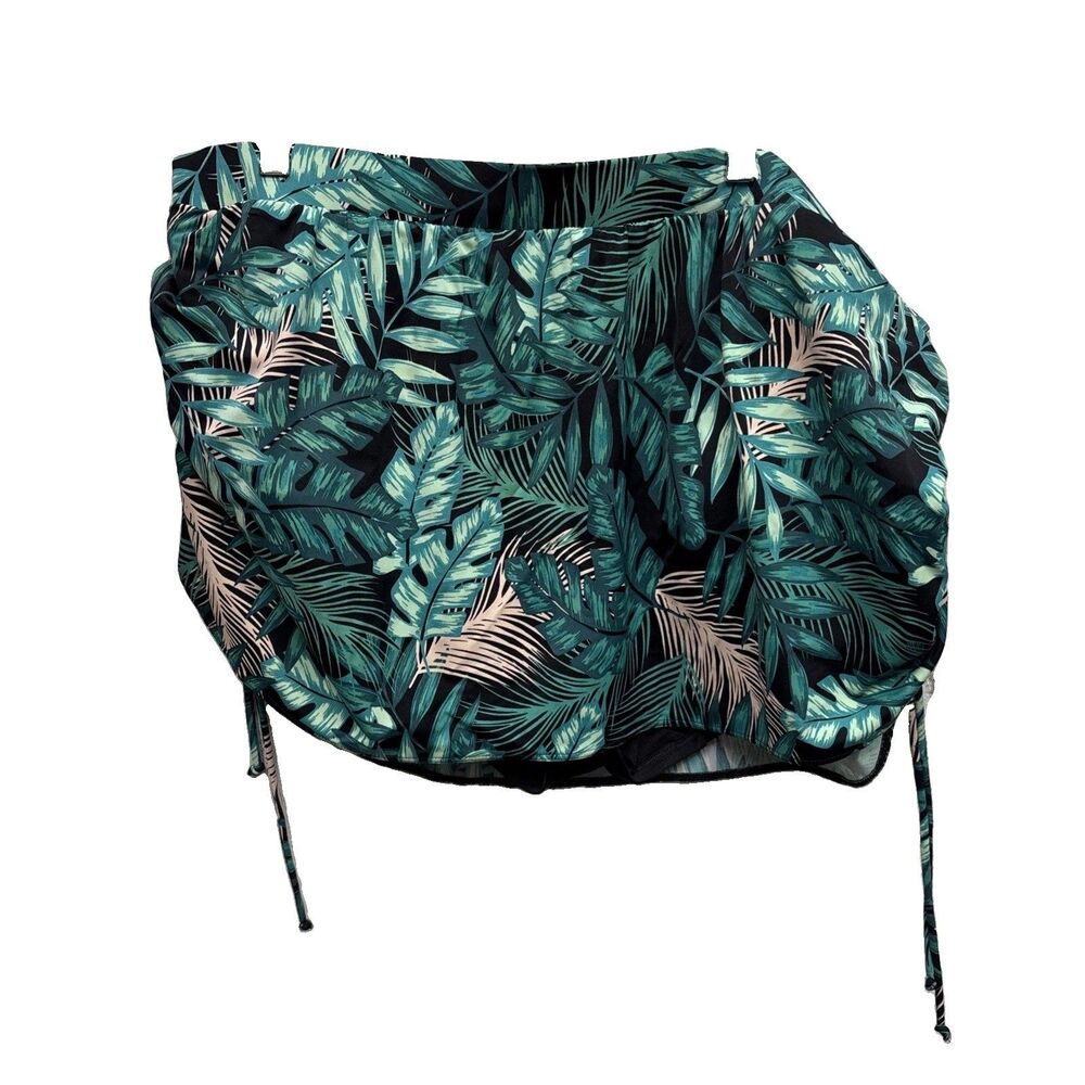 Cacique Swim Skirt Desert Palms Adjust Ruched Drawstring 26 Lined Elastic Waist